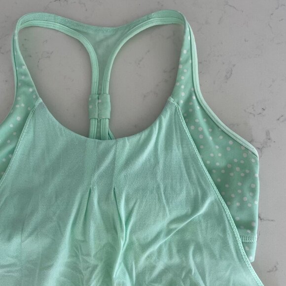 Lululemon Practice Freely Tank Top Polka Dot Mint Green + White Sz 6 - Picture 4 of 10